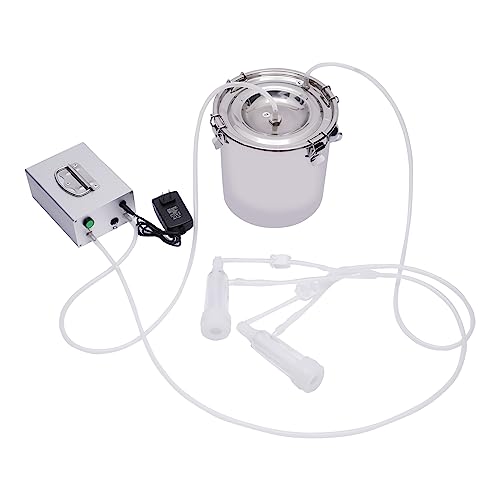 5L Goat Milking Machine, Rechargeable Battery Milker Powered Pulsation Vacuum Pump, Goat Milking Machine with Stainless Bucket, for Goats