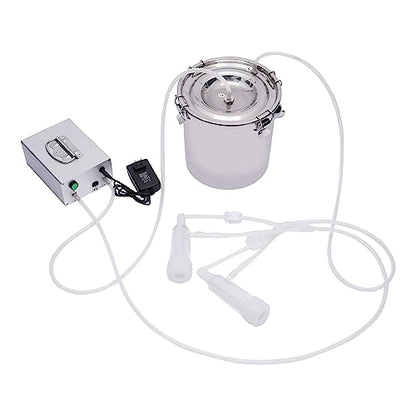 5L Goat Milking Machine, Rechargeable Battery Milker Powered Pulsation Vacuum Pump, Goat Milking Machine with Stainless Bucket, for Goats
