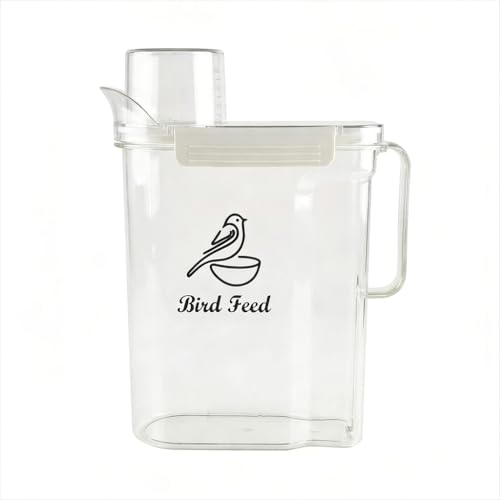 Bird Seed Storage Container,3.5Qt Large Capacity Pet Food Storage Containers with Handle,Airtight Wild Bird Seed Dispenser-for PetBirds Parakeets Finches Food Mealworms Storage/BPA Free-Clear