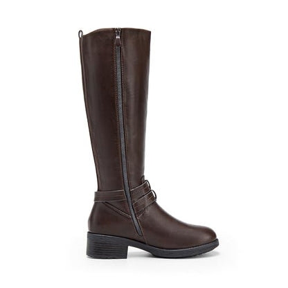 DREAM PAIRS Women's Knee High Boots, Buckle Riding Boots - color: Brown, size: 7 Wide