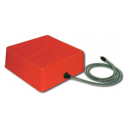 Farm Innovators D-19 1.25 Gallon Electric Heated Chicken Pet Animal Water Bowl with Thermostatic Control and Anti Chew Cord Protector, 60 Watt, Red - size: 5 Qt