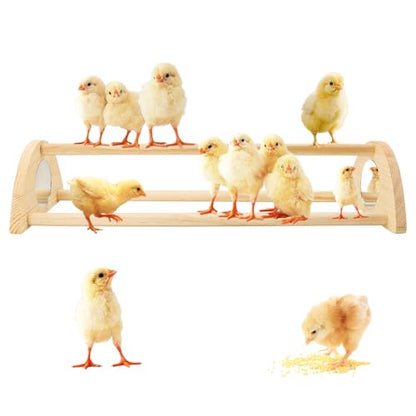 Chicken Perch with Mirror Roosting Bar for Baby Chicks Chick Jungle Gym Roosting Bar Strong Wooden Baby Chick Perches
