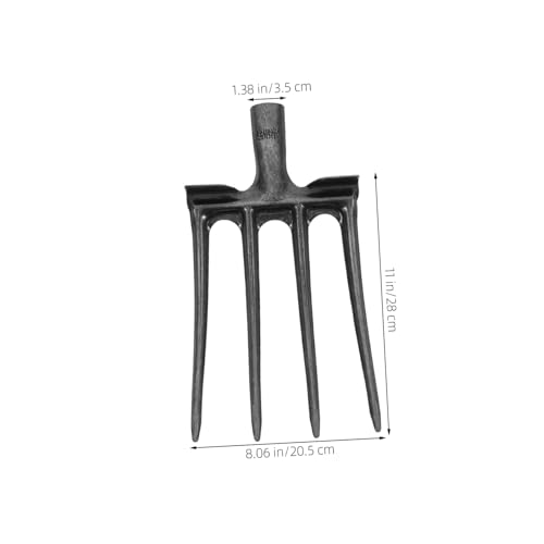Heavy Duty Steel Pitch Fork for Gardening 4-Prong Tines Manure Rake for Digging and Loosening Soil Sturdy Farm Tool