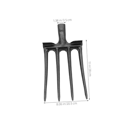 Heavy Duty Steel Pitch Fork for Gardening 4-Prong Tines Manure Rake for Digging and Loosening Soil Sturdy Farm Tool