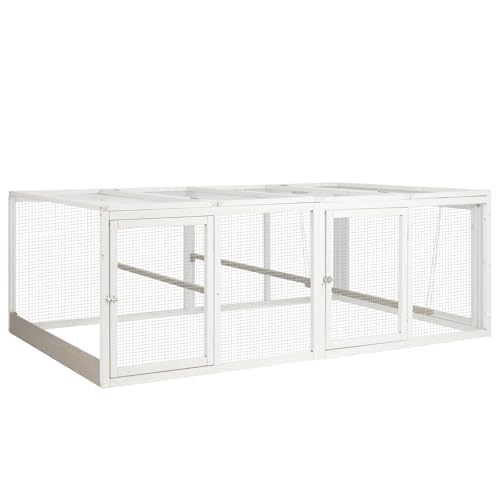 Outdoor Wooden Chicken Coop Run Extension with Wire Mesh, Poultry Enclosure Add-On for Hen House, Backyard Chicken and Rabbit Run Pen - color: Grey, size: 80.1"L x 33.5"W x 25.0"H