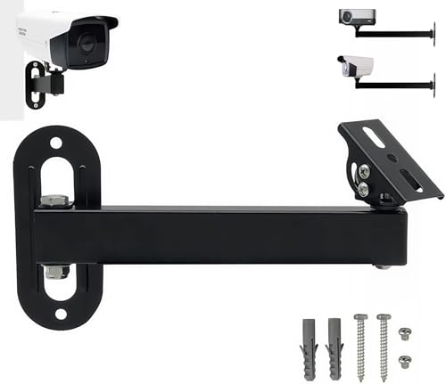 Long Arm Security Camera Bracket | 180° Rotatable Corner Mount | Universal Camera Holder | Metal Wall Mounting Bracket for CCTV Surveillance Cameras | Black Spray Paint Finish (7.87" Duckbill)