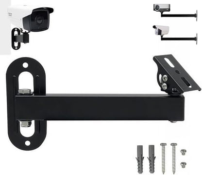 Long Arm Security Camera Bracket | 180° Rotatable Corner Mount | Universal Camera Holder | Metal Wall Mounting Bracket for CCTV Surveillance Cameras | Black Spray Paint Finish (7.87" Duckbill)