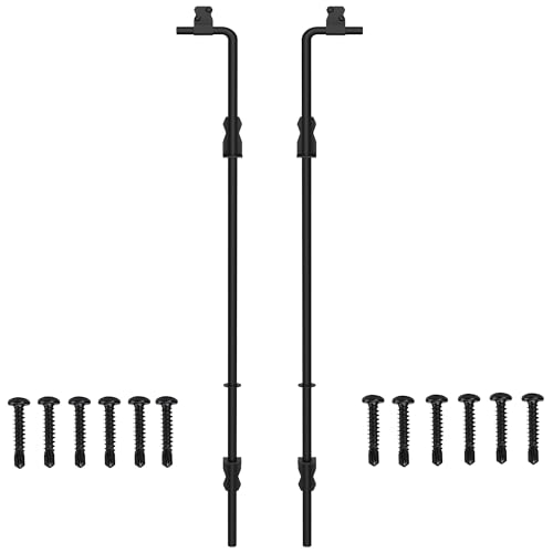 Sdstone 36 Inch Heavy Duty Cane Bolt Gate Drop Rod,Gate Ground Latch Hardware for Wooden Fences,Metal Gates Doors Stopper for Gate Ground (Black Finish,2 Pack) - size: 36-Inch-2Pack