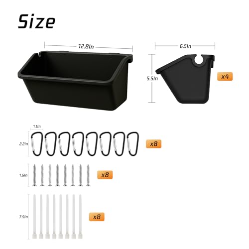 4 Pack Hanging Goat Feeder & Mineral Trough, 5 Qt Fence Feed Trough for Goats, Sheep, Ducks & Chickens, Plastic Farm Feed Bucket with Clips, Zip Ties & Screws, for Grain, Grit & Minerals - color: 4 Pack