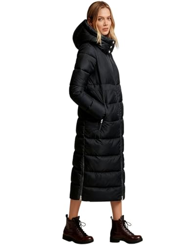 Womens Winter Maxi Long Parka Coats Puffer Down Quilted Jacket with Hood - color: Black-303, size: Small