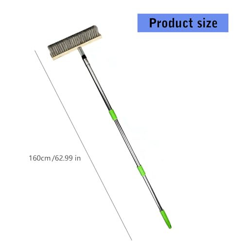 ordinarYone Strong Stainless Steel Deck Brush With 59 Inch Customizable Handle For Concrete Wood And Outdoor Spaces