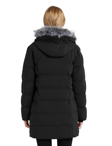 wantdo Women's Long Quilted Winter Coat Thicken Puffer Jacket with Faux Fur Hood - color: Charcoal, size: Small