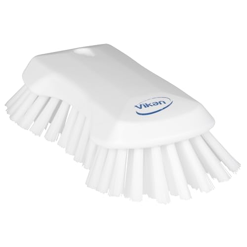 Vikan 38945 Extra Large Hand Brush, Multifunctional, Slip-Resistant Cleaning Tool, Extra Stiff Polypropylene & Polyester Bristle, 9.1", White - color: White