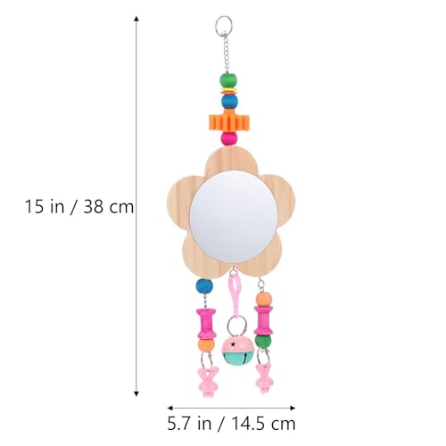 POPETPOP Rooster Hanging Mirror Toy Bell Pendant Interactive Pet Supplies for Chicken Coop Promotes Activity and Reduces Loneliness Easy to Install Random Accessories