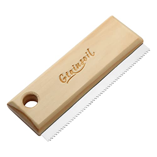 Shedding and Grooming Tool - Brush Scraper for Pets' Undercoat, Horses, Cattle, and Cats, Wooden Handle with Stainless Steel Blade