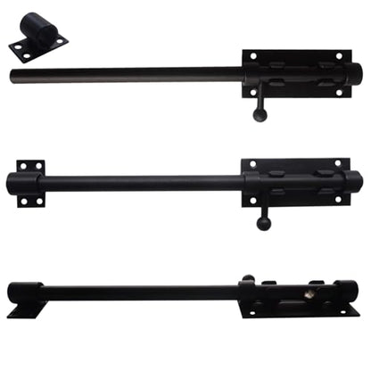12Inch Slide Bolt Latch Black, Heavy Duty Barrel Bolt Latch with Padlock Hole, 304 Stainless Steel Sliding Bolt Gate Latch, Thickened Door Lock Hardware for Fence/Barn/Shed - size: 12 Inch
