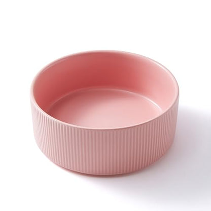Guinea Pig Vegetable Bowl, Pink Ceramic 6 Inch Heavyweight Non-Tip Small Animal Food & Water Bowl – Wide Shallow Veggie Dish (~20 fl oz) for Chinchilla Rabbit Ferret