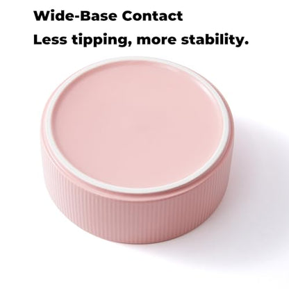Guinea Pig Vegetable Bowl, Pink Ceramic 6 Inch Heavyweight Non-Tip Small Animal Food & Water Bowl – Wide Shallow Veggie Dish (~20 fl oz) for Chinchilla Rabbit Ferret