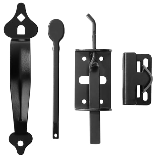 Thumb Latch for Wooden Gates, Decorative Cast Iron Gate Latch Set with Handle, Outdoor Black Gate Hardware for Fence, Garden, Barn & Shed Doors - size: Thumb