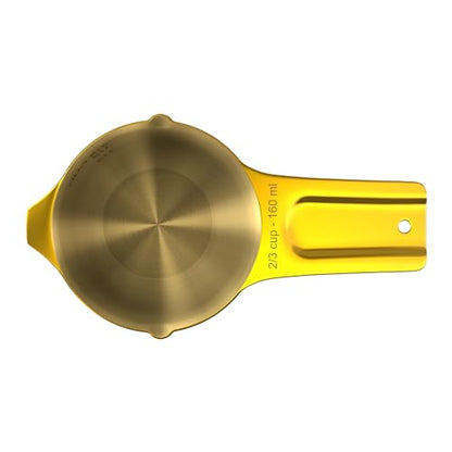 Color Up ⅔ Cup Measuring Cup (160 ml) – Premium Gold Stainless Steel, Accurate for Wet & Dry Ingredients, Embossed Markings, Easy-Pour Spouts, Dishwasher-Safe, Kitchen Essential - size: 2/3 Cup (160 ml) Gold
