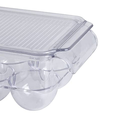 Kitchen Details Egg Crate | Dimensions: 14.5"x4.5"x2.9" | Fits 14 Eggs per Crate | Stackable | BPA Free | Easy Pull Handles | Kitchen Organization | Clear