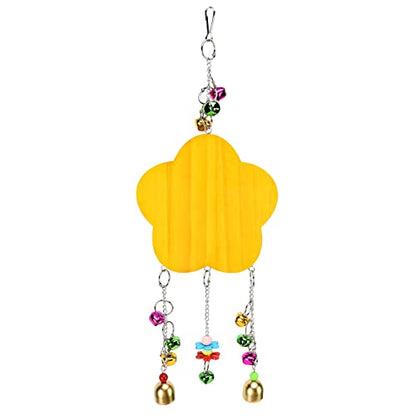 Chicken Mirror Toys Wood Chicken Hanging Mirror Toys with Bell for Stuff Parakeet Bird Playing Wood Plastic Other S ToysChicken Hanging ToysChicken