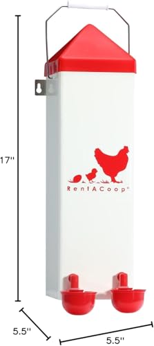 RentACoop 2 Gallon High Rise Chicken Waterer with Auto-Fill Cups, Horizontal Nipples, Anti-Roost Cone and Mounting Kit - Suitable for Chickens, Quail, Ducks, Geese, Turkey and More