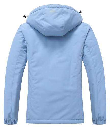 MOERDENG Women's Waterproof Ski Jacket Warm Winter Coat Hooded Snowboarding Jacket Snow Coat - color: Denim Blue, size: XX-Large