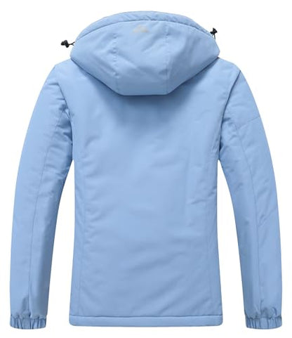 MOERDENG Women's Waterproof Ski Jacket Warm Winter Coat Hooded Snowboarding Jacket Snow Coat - color: Denim Blue, size: XX-Large