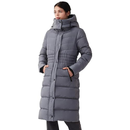 IKAZZ Women's Winter Coats, Thickened Warm Insulated Vegan Down Long Parka Jacket with Hood - color: Gray, size: XX-Large