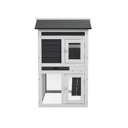 Chicken Coop, Chicken Run, Duck Coop Outdoor Chicken Coop for 2-4 Chickens Wooden Hen House Poultry Pet Hutch Run Cage (White) - color: White