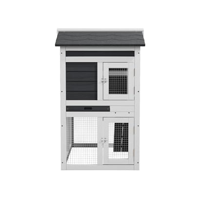 Chicken Coop, Chicken Run, Duck Coop Outdoor Chicken Coop for 2-4 Chickens Wooden Hen House Poultry Pet Hutch Run Cage (White) - color: White