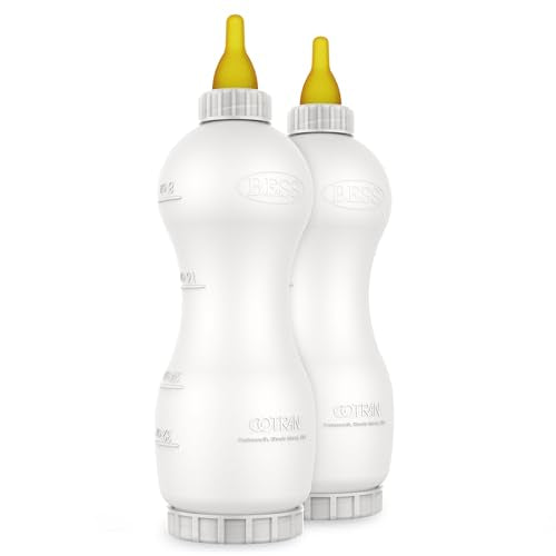 BESS Small Animal Nursing Bottle, No Leak Nipple with Insert, Wide Mouth Bottom Cap Easy Fill and Clean, Control Flow, Non-Collapsing (32oz, 2pk) - size: 5 Count (Pack of 2), style: 2pk