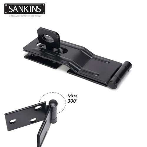 4-1/2" Swivel Staple Safety Hasps, Gate Door Hasp Latches Safety Packlock Clasp Locking with Twist Knob for Fence, Gate, Cabinet, Black - color: Black