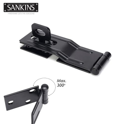 4-1/2" Swivel Staple Safety Hasps, Gate Door Hasp Latches Safety Packlock Clasp Locking with Twist Knob for Fence, Gate, Cabinet, Black - color: Black