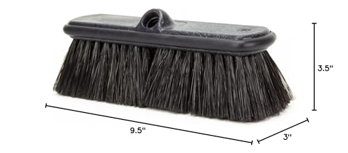 SPARTA Flo-Thru Heavy-Duty Deck Scrub Brush Nylon Bristled, Boat and Floor Scrub Broom with Protective Bumper for Floors and Large Equipment, Plastic, 9.5 Inches, Black - color: Black
