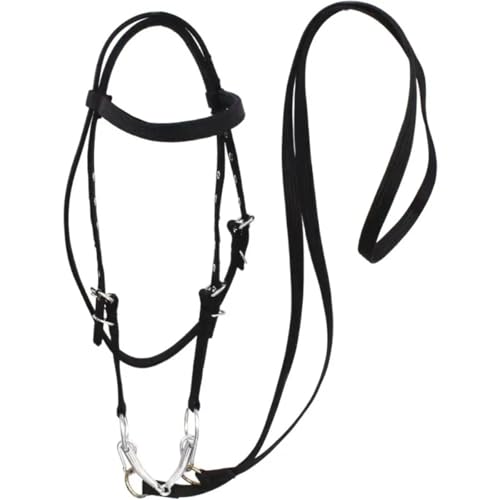 Cattle Halter Thickened Horse Halters Comfortable Adjustable Strap Neck Stretcher Durable Bridle Training Rope(Black-L) - color: Black-L
