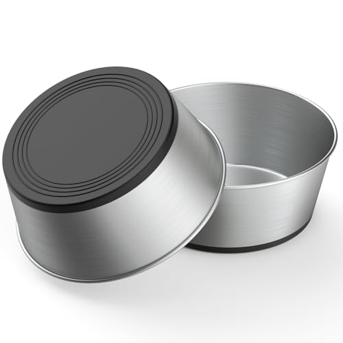 WROSWT 304 Stainless Steel Dog Bowls Set of 2, Anti Rust Metal & Non Slip Rubber Base, Heavy Duty Large Feeding Dishes, Food Grade BPA Free, Food and Water Bowl for Large Dogs (64oz, 8cup) - size: Type A: 8 Cups