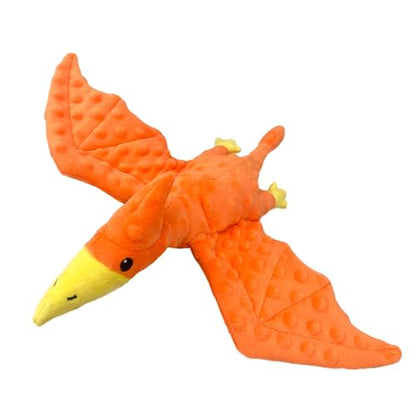 Squeaky Dog Toys Plush Dog Toy with Crinkle Paper Stuffed Durable Dog Chew Toys for Small Middle and Large Dogs Pterodactyl Orange - color: Pterodactyl Orange