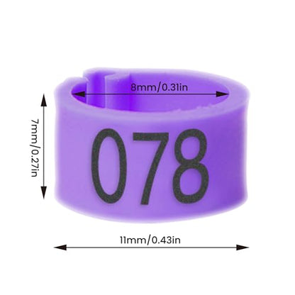 Pigeon Foot Rings – Colorful Numbered Bird Leg Bands, 100 pcs | Readable identification bands for birds