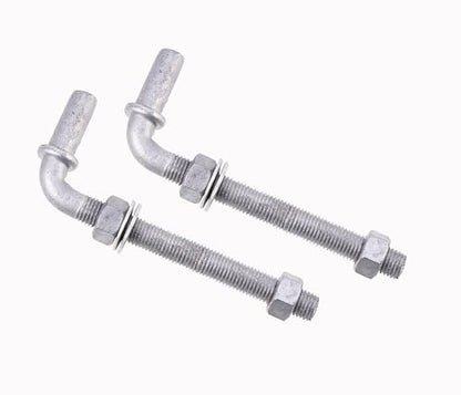 J-Bolt Post Hinge with 5/8" Hinge Pin Galvanized Post Gate Hinge for Chain Link Fence, Washers & Nuts Included (6" (2 Pcs)) - size: 6" (2 Pcs)