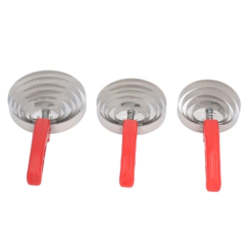 Stainless Steel Horse Curry Comb 3pcs Set 4 Rings 5 Rings 6 Double Sided Grooming Tool for Horse Cattle Goat with Soft Touch Grip, for Cleaning Rugs and Body Brushes