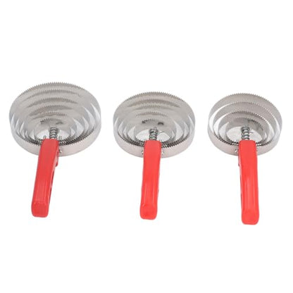 Stainless Steel Horse Curry Comb 3pcs Set 4 Rings 5 Rings 6 Double Sided Grooming Tool for Horse Cattle Goat with Soft Touch Grip, for Cleaning Rugs and Body Brushes