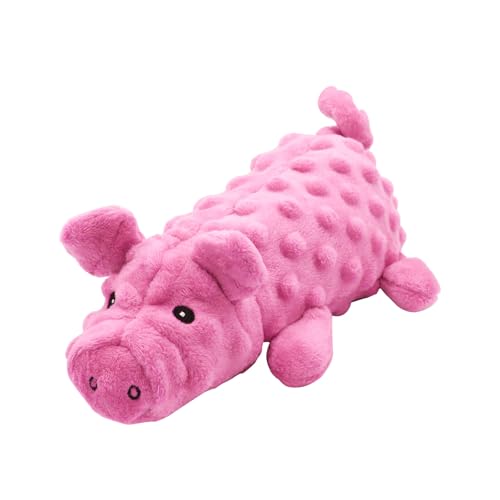 Andiker Dog Squeaky Toys, 10 in/24.5 cm Plush Dogs Toy Soft Dog Chew Toys in Pig Shape for Chewing Biting, Stuffed Puppy Toys with a 9.5 cm Squeaker and Crinkle Paper for All Breed Sizes Dogs (Pink) - color: Pink