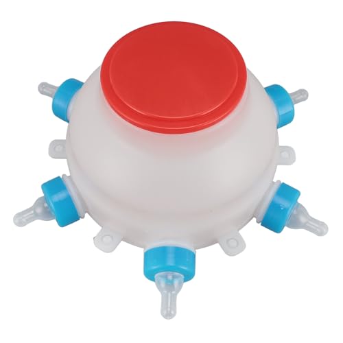 6 Nipple Lamb Feeder Bottle, Round PC Plastic Easy to Clean Milk Bucket for Piglets Lambs Goats, Portable Farm Animal Feeding Jug with Handle