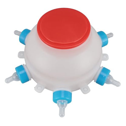 6 Nipple Lamb Feeder Bottle, Round PC Plastic Easy to Clean Milk Bucket for Piglets Lambs Goats, Portable Farm Animal Feeding Jug with Handle