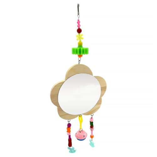 POPETPOP Rooster Hanging Mirror Toy Bell Pendant Interactive Pet Supplies for Chicken Coop Promotes Activity and Reduces Loneliness Easy to Install Random Accessories