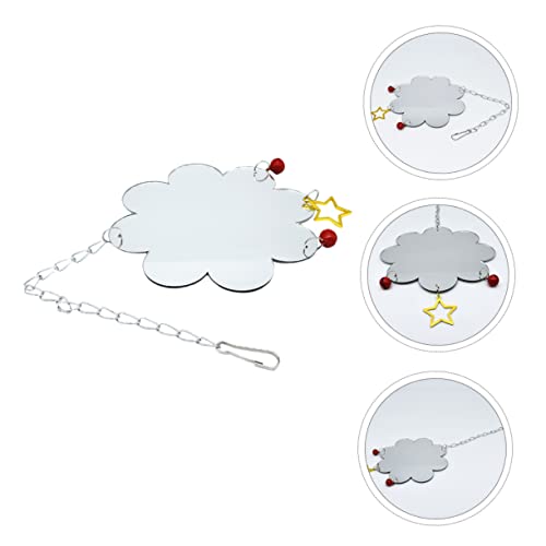 POPETPOP Chicken Mirror Toy for PET Chickens Hanging Single-Sided Mirror Bell for Bird Cages Encourages Play and Entertainment
