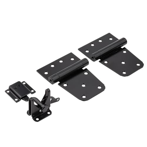 National Hardware N343-475 Self-Closing Gate Kit with Black Steel Hinges and Latch for Wood Vinyl Steel Gates 50 lbs Capacity WeatherGuard Protection Mounting Hardware Included - size: 0