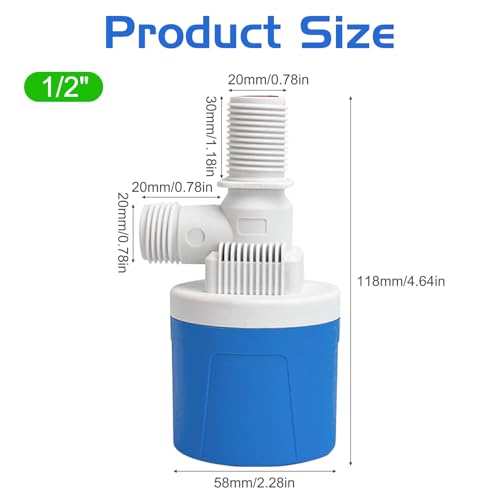 1/2" Top Inlet Water Float Valve, 2 Pack Automatic Water Level Control Valve For Water Tank Water Trough Pool Livestock Troughs Distille Solar Energy Auto Pot Aquarium - size: 1/2" Top Inlet (2 Pack)